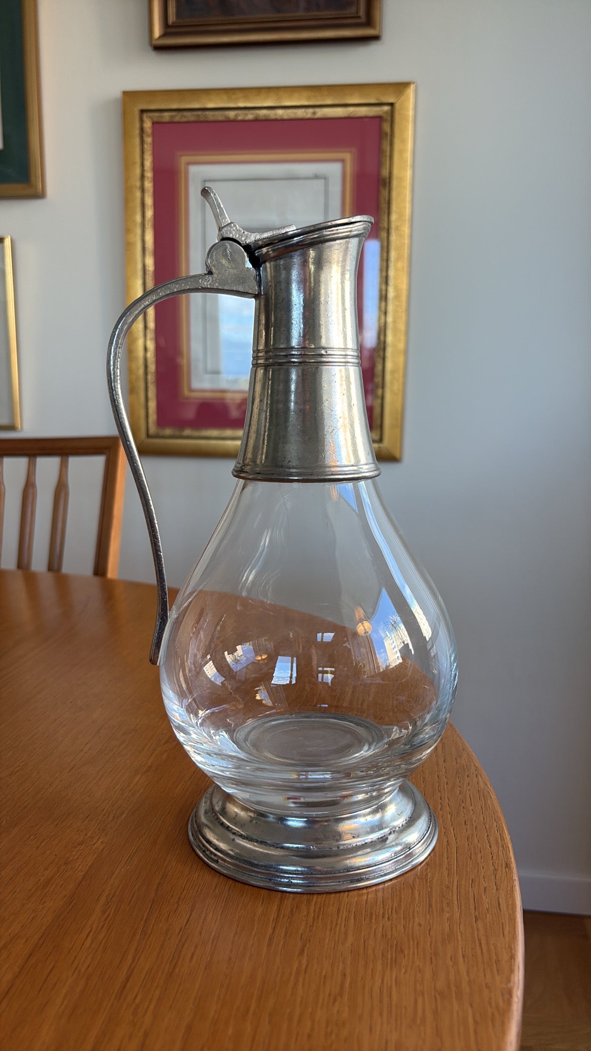 Italiensk vinkaraff i tenn och glas, Peltro Marinoni