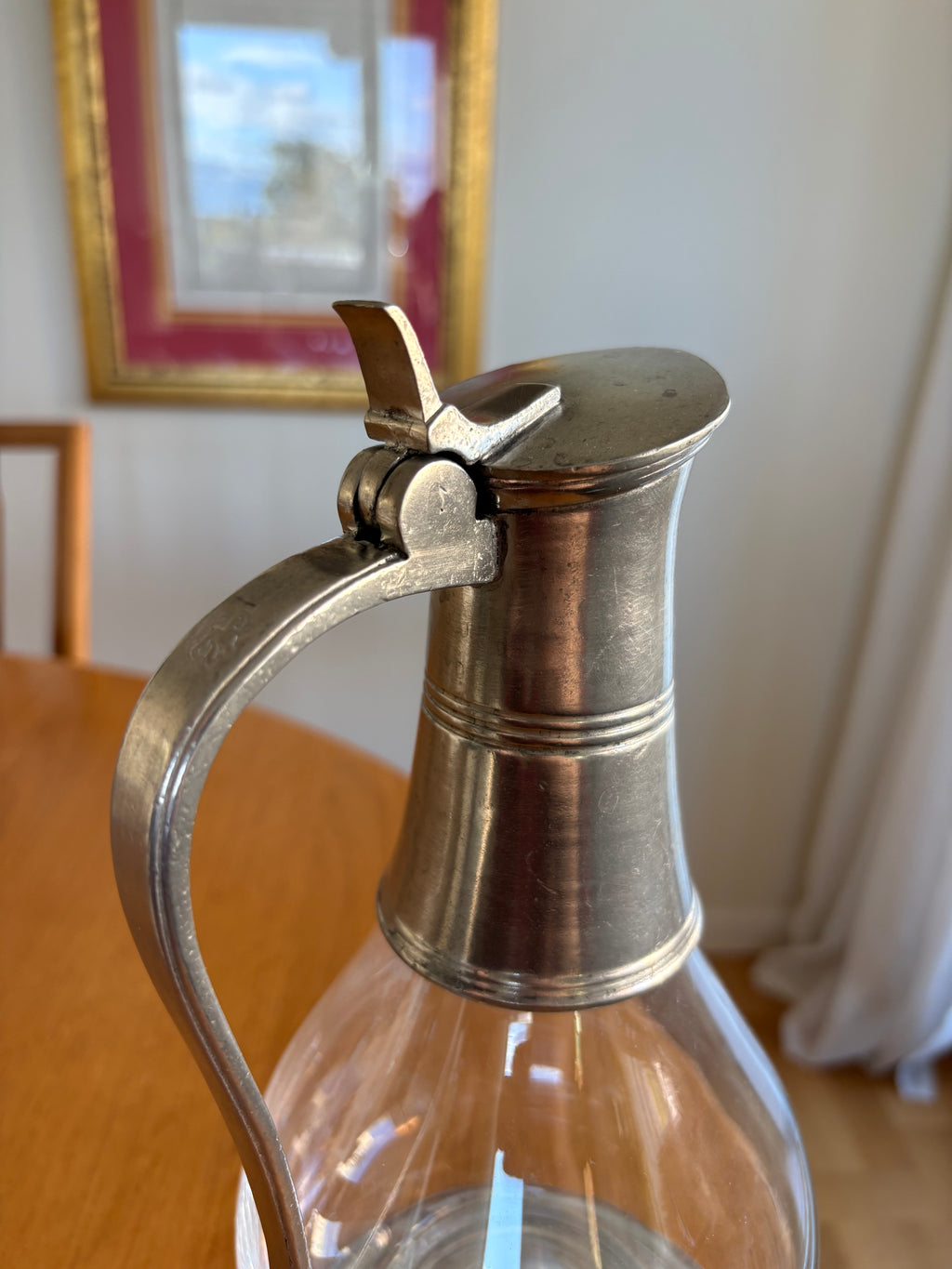 Italiensk vinkaraff i tenn och glas, Peltro Marinoni